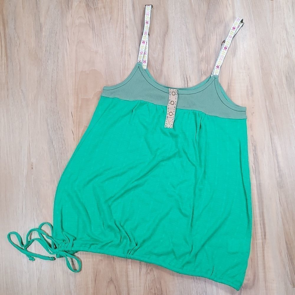 🔹️Free People Green Cinched Sleeveless Top Medium